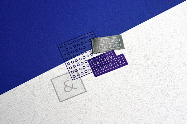 T shirt labels in grey and purple