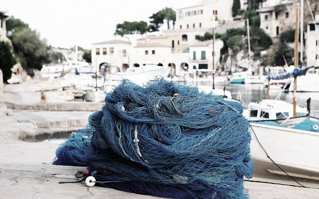 Blue fishing net